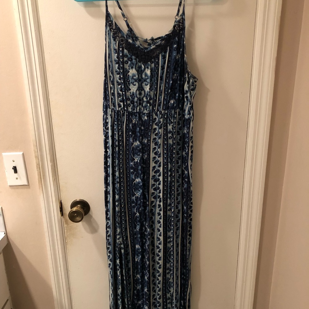 Mossimo Blue Patterned Maxi Dress